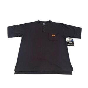 Walls Work Wear Premium Henley T-Shirt Black Men’s Large Regular NEW